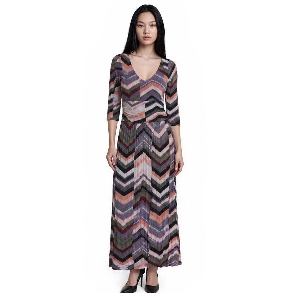 Maeve Anthropologie Maxi Dress Women's Size Small Chevron‎ Ruched Jersey